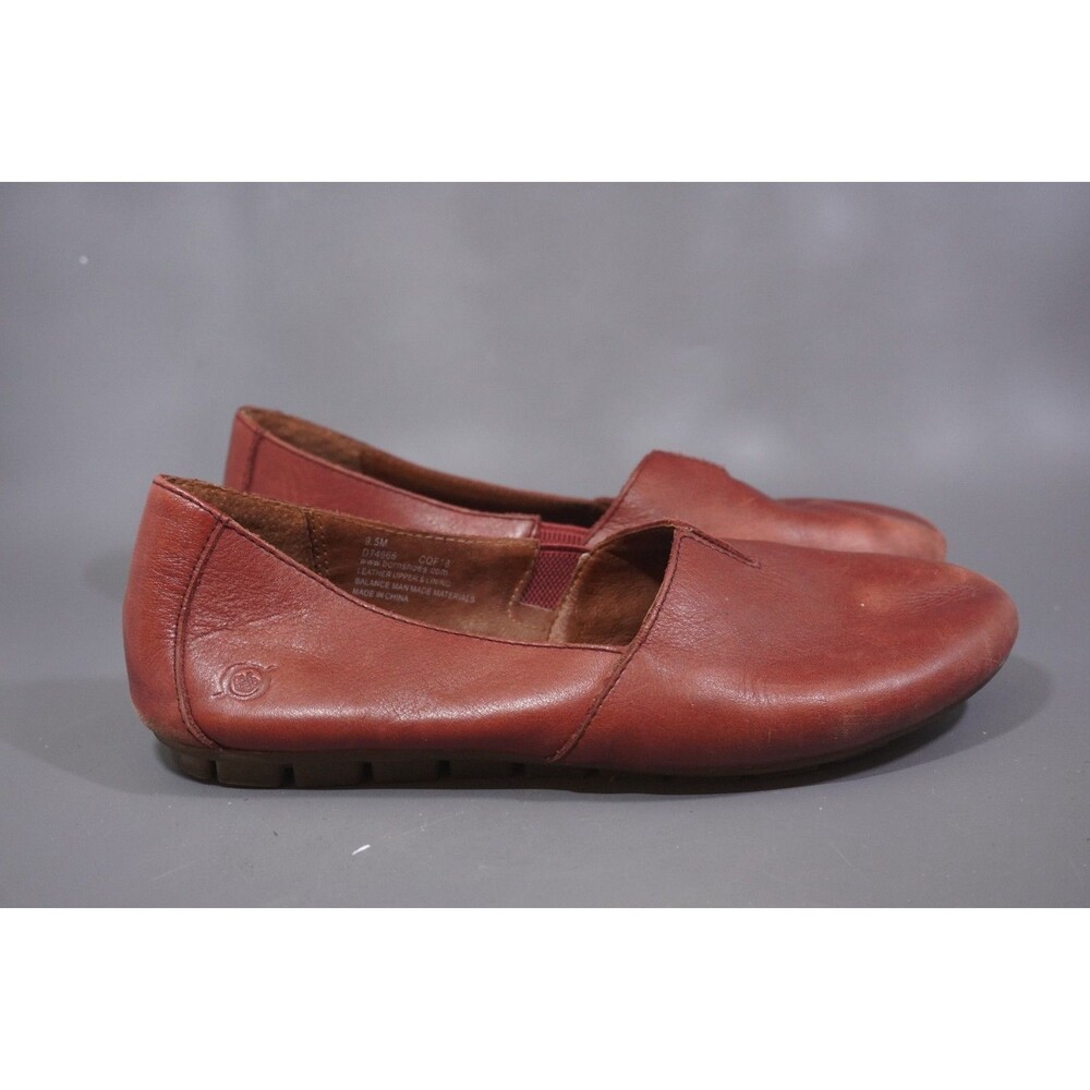 Born Womens Sebra Flat Size 9.5 Red Leather Slip On Loafer Ballet Shoe Comfort